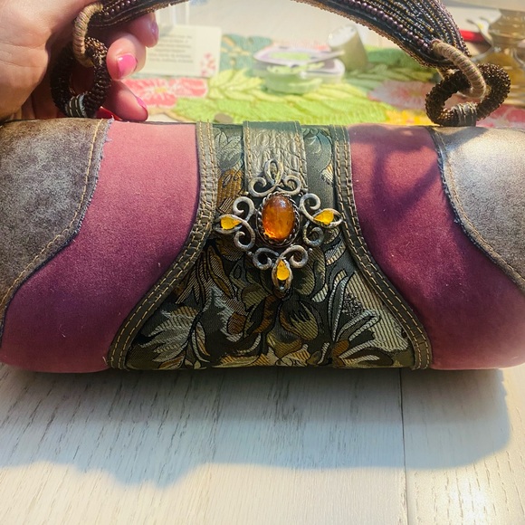 Mary Frances hardshell bag- purple , pewter colors EUC - Picture 5 of 10